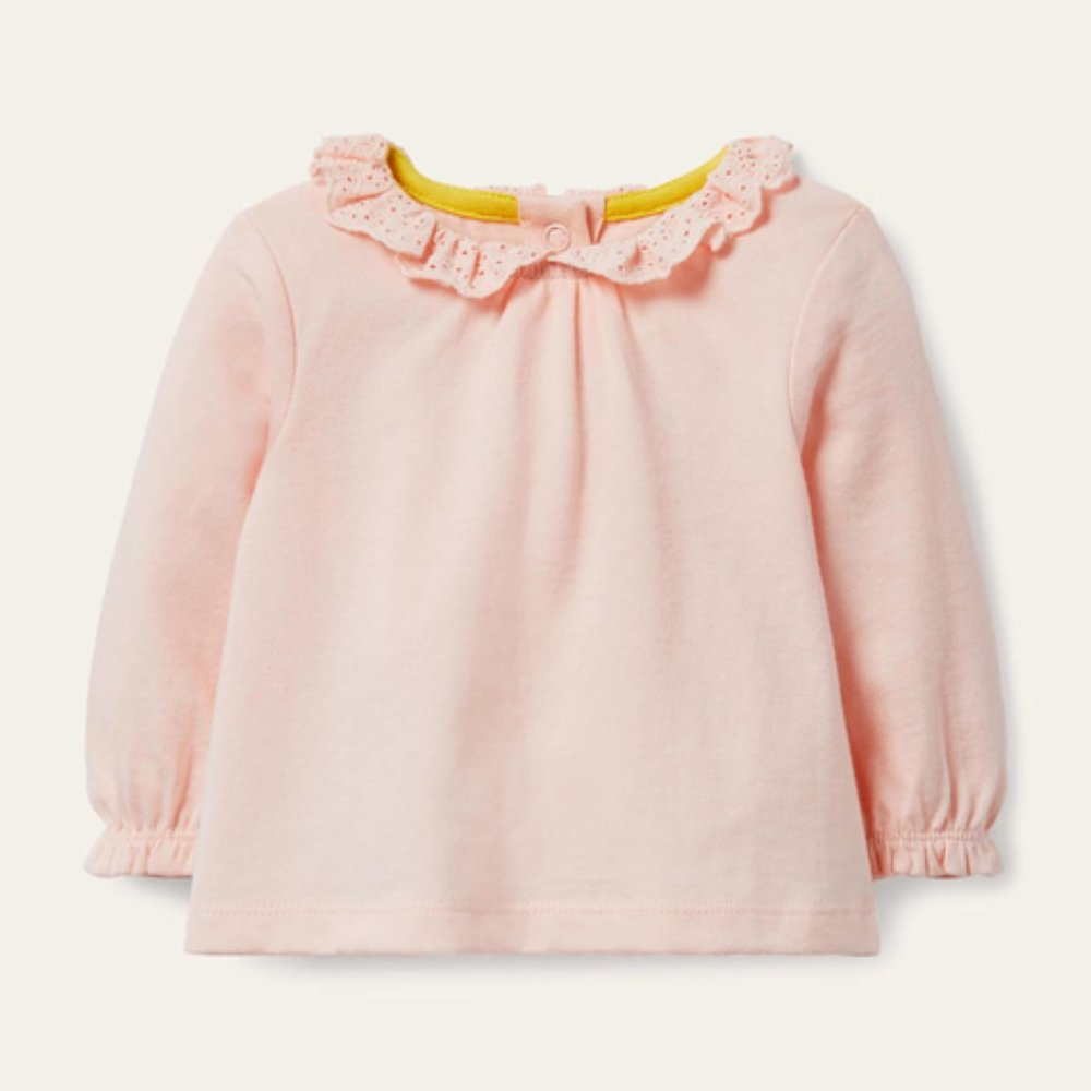 NWT Baby Boden HTF Pink Lace Collar Top
